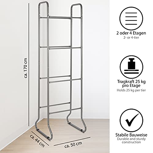 ONVAYA® Universal Kastenständer | 1 Stück | 4 Etagen Kastenregal | Flaschenkastenregal | Getränkekistenregal | Kastenhalterung | Getränkeregal | Kistenregal | Flaschenkastenständer | Kistenhalter