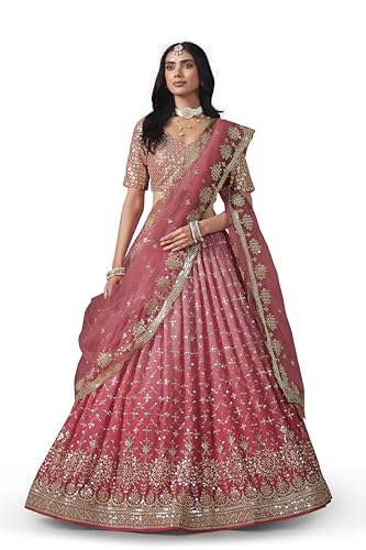 Delisa Indian Ready To Wear Lehenga Choli For Women With Duppatt and Stitched Blouse, Bridesmaid, Party, Festival Wear-7086
