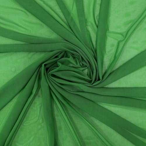 Ice Fabrics 4-Way Stretch Power Mesh Fabric by The Yard - 60 Wide Nylon Spandex Sheer Net - Breathable & Stretchy Mesh Fabric for Sewing Activewear Dresses Crafts - Kelly Green - 1 Yard