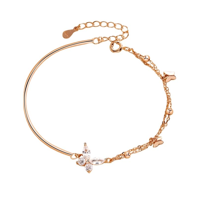 LYGXWJFC Pulsera De Plata 925, Hebilla De Resorte Ajustable De Gama Alta S925 Plata De Ley Pequeña Pulsera De Mariposa De Estilo Fresco, Joyería Energética para Mujeres