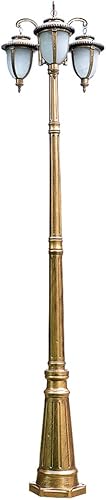 Farola clásica de Exterior de Triple cabezal con Cuerpo de aluminio grueso para iluminación de jardines y calles (B 260cm)
