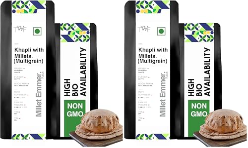 Image of TWF Khapli Multigrain Atta | 1kg | With 12 Super Grains Mix | No Body Heat Build-Up | Diabetic Friendly | Low Gluten | Low Glycemic Load | High Protein & High Fibre | Khapli, Jowar, Barnyard, Foxtail, Kodo, Buckwheat, Amaranth, Little Millet, Ragi, Pearl, Quinoa, Browntop and Proso | Emmer Multigrain Flour