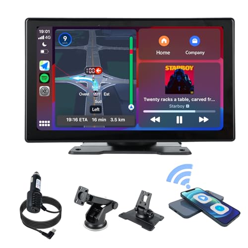plimpton Carplay Wireless Android Auto Autoradio, 9 Pollici HD IPS Touchscreen Navigatore, Schermo per Auto con...
