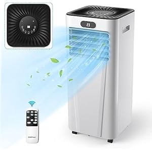 COSTWAY Aire Acondicionado Portátil, Climatizador 9000 BTU/ 2,6kW, 4 en 1 Enfriador Bajo Consumo, Refrigeración, Ventilación y Deshumidificación, Remoto y Pantalla, Temporizador 24 H, 20㎡, R290