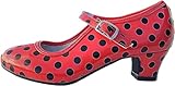 AMARU SANCHESU Chaussures de danse flamenco ou sévillane. Taille enfant et adulte, Rouge/taupe/noir, 34 EU