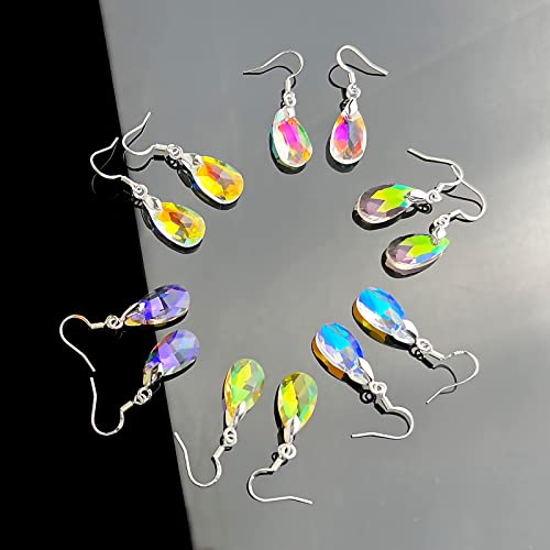 Fiklon Teardrop Crystal Drop Earrings For Women, Tear Drop Sparkly Purple Earrings Dangle 925 Sterling Silver Hook Hypoallergenic Jewelry Girls Gift (Teardrop-6Pairs) #TOP4