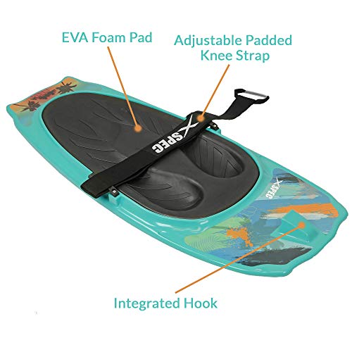 Xspec Kneeboard with Hook for Knee Surfing Boating Waterboarding with Padded Foam Surface, Aqua