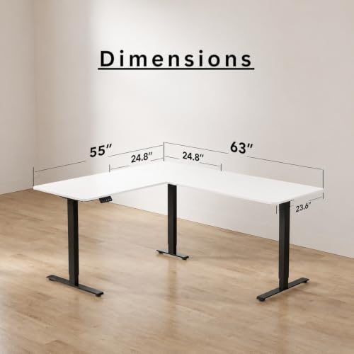 Image of TEKAVO Electric Standing Desk L Shaped Height Adjustable Workstation | Single Motor Sit Stand Desk for Home & Office | Ergonomic Study Table with Spacious Desktop I 160 Cm (White) I DIY