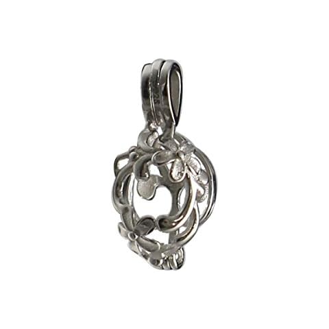 beadsnice 925 Silver Pearl Cage Silver Lotus Flower Charm Holds a Pearl Bead Gem Silver Necklace Making For Her (22.4x10mm), 22.4x10mm, Silver Pearl, No Gemstone Cover