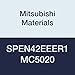 Mitsubishi Materials SPEN42EEER1 MC5020 Coated Carbide Milling Insert, Class E, Round Honing, Square, Grade MC5020, 0.5" Inscribed Circle, 0.125" Thick (Pack of 10)