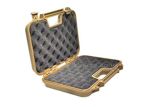 SRC Tan Foam Padded Plastic Pistol Gun Case