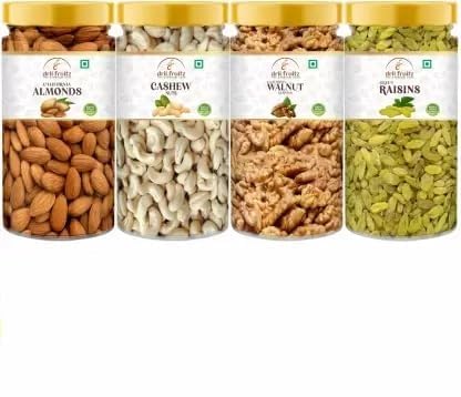 DRII FRUITZ 100% Natural Dry Fruits combo pack of almonds cashews walnuts raisins | kaju badam akhrot Kishmish 600g | Almonds, Cashews, Walnuts, Raisins (4 x 150 g) (B0CTWW19J9) Amazon Price History, Amazon Price Tracker