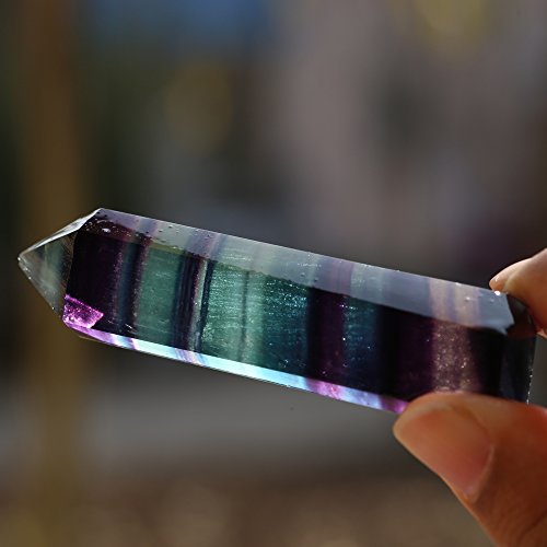 HongJinTian Natural Rock Fluorite Crystal Points 6 Facet Single Crystal Point Healing AVG.3.6inches