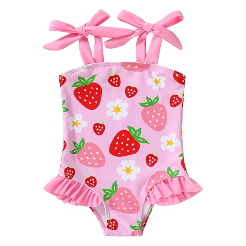 Image of YOUNGER TREE Toddler Swimsuit Girl Color Block Stripe One-Piece Swimwear Baby Girl Bathing Suits
