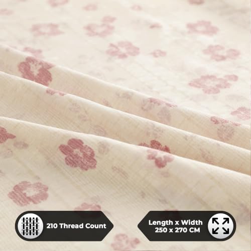 Image of Story@Home King Size Bedsheet | Cloud Cotton Flatsheet King Size with Two Pillow Covers| Super Soft Bed Sheet for King Size Bed | Floral Design (270 x 250 cm, Pastel Pink)