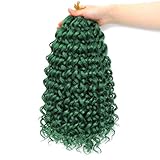 GoGo Curl Crochet Hair 12Inch 6Packs Curly Crochet Hair Water Wave Crotchet Braiding Hair (12 Inch (Pack of 6), Dark/Green#)