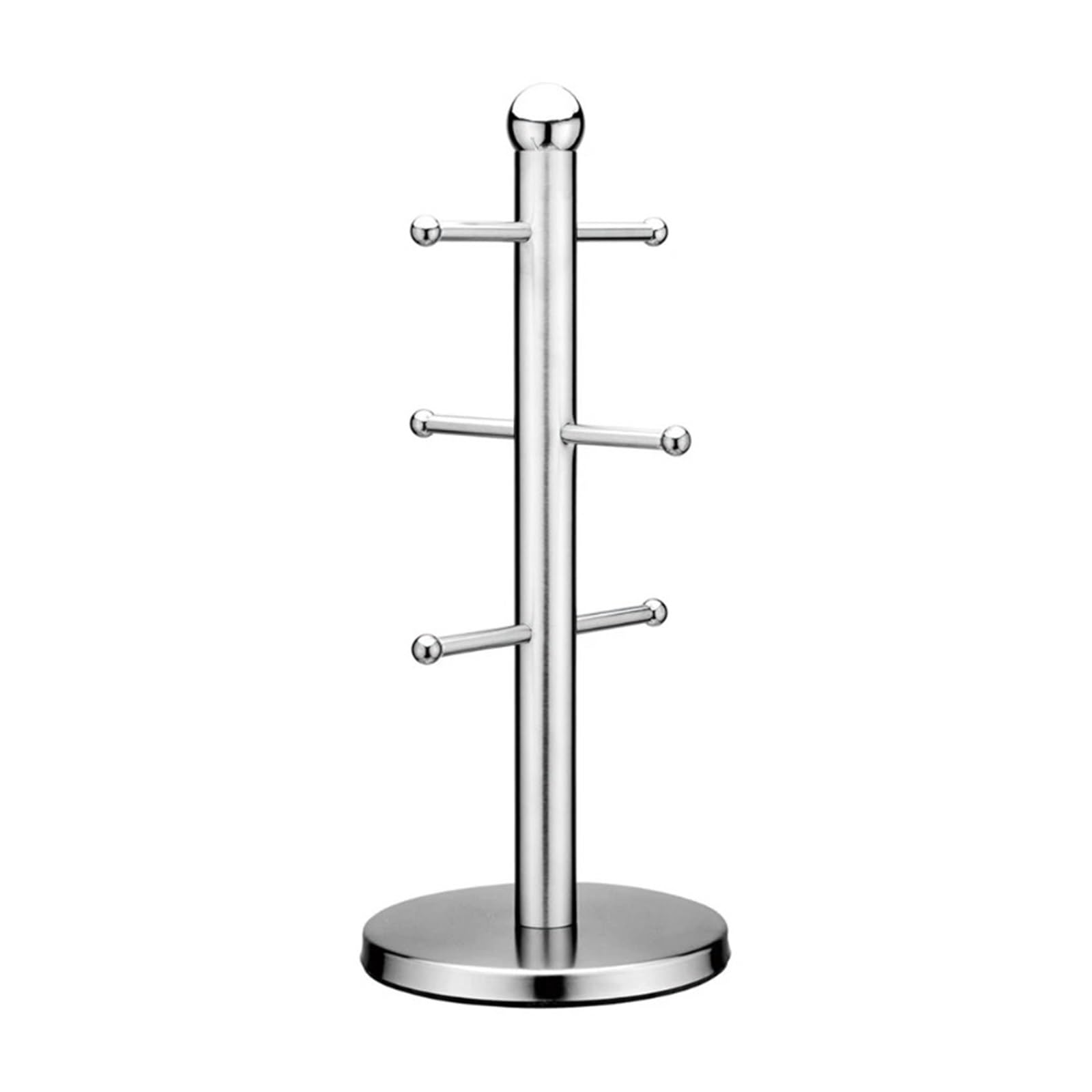 Yonmledo One Color Mug Stand Silver 6 Coffee Mug Tree Kitchen Tea Cup Holder Stand Rack Modern Cup Hanging Display Drinkware Shelf