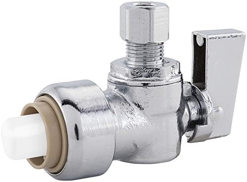 Jones Stephens C77473LF 1/2" x 3/8" OD COMP PlumBite Push On Supply Stop, Angle, Bag of 1