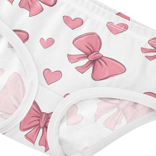 Wusikd Pink Bows Hearts (4) Girls' Underwear Cotton Girls Briefs Soft Toddler Underwear 2T4