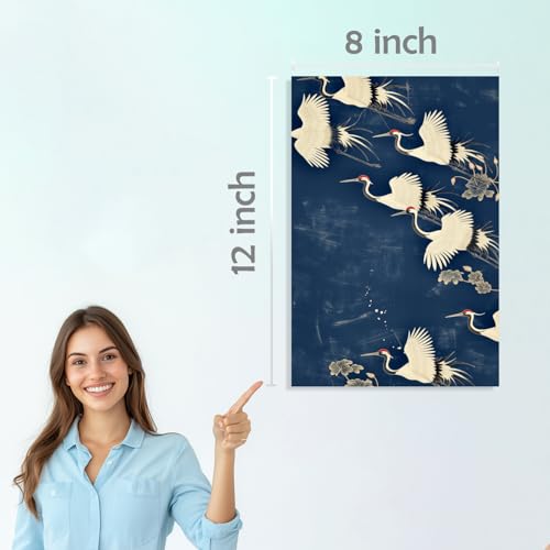 Image of SiddArtify Elegant Japanese Cranes Art Print Set - 300GSM Board - 8x12 Inch - Pack of 6 Wall Room Decoration art Poster Prints