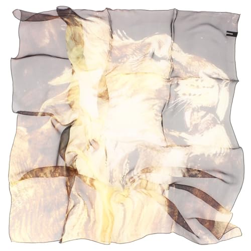 Carré 90 Delacroix foulard soie femme lion rugissant imprimé multicolore
