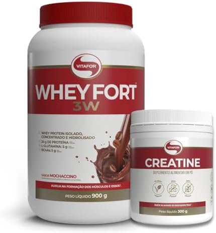 Kit whey fort 3W 900G + Creatina 300g (900g, MOCHACCINO)