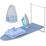 APEXCHASER Wall Mounted Ironing Board with Iron Holder, 36" X 12" Foldable Ironing Board for Small Spaces, Compact Mount Fold Down Iron Board, Removable Heat Resistant Cover Dark Blue
