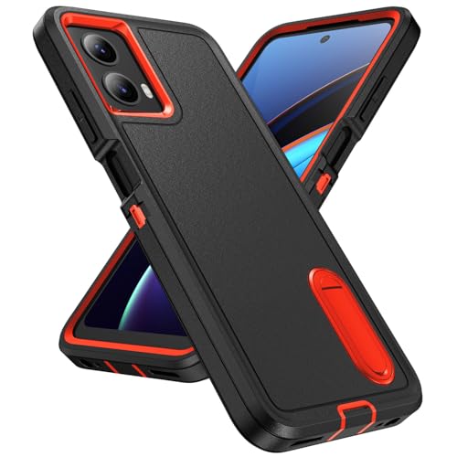 Coque Motorola Moto G Play 2024 IDweel antichoc 3 en 1 avec béquille noir et orange robust