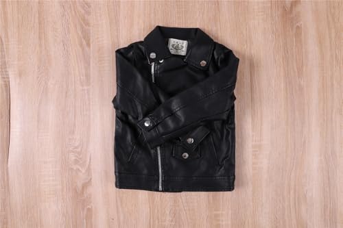 Girls PU Leather Jacket Short Stylish Cozy Coat with Pockets Metal Zipper Outerwear for Toddler Kids 2-8 Years3