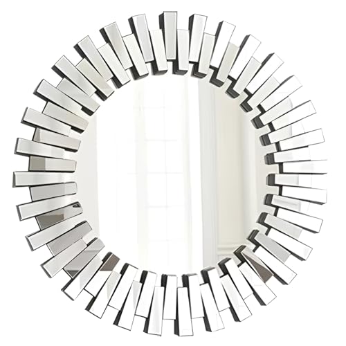 Miroir décoratif rond en verre biseauté miroir mural salon et chambre