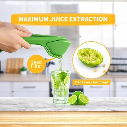 Image of Heavy Duty Manual Lemon Squeezer | Hand Press Citrus Juicer with Deep Bowl Design | Non-Slip Grip | Seed-Free Juice Extractor for Lemon, Lime & Orange | Kitchen Tool (green)