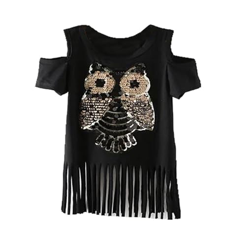 Image of Girls' Short-Sleeve Shirts and Tops,Sequin Girl Clothes