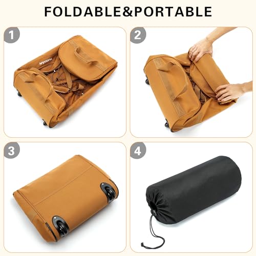 TUGUAN Bolsa de Viaje Plegable con Ruedas Grande 110L Bolsas de Equipo Deporte con Ruedas XL 28'' para Futbol Baloncesto Maletas de Viajes Camping Duffle Bag, Marrón - imagen 3