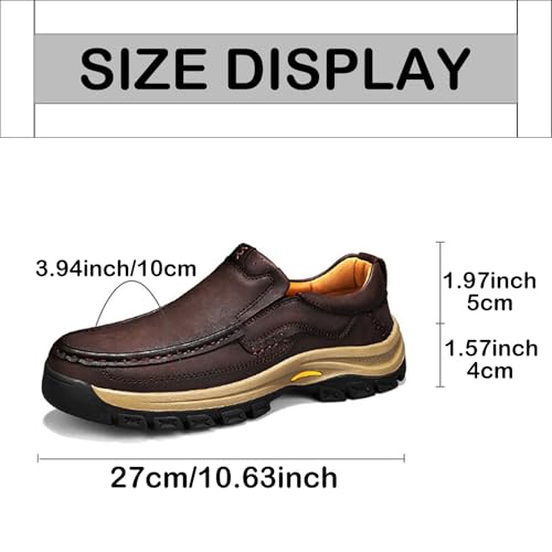 Men's Leather Breathable Handmade Stitching Details Casual Loafers Lightweight Comfortable Round Toe Slip On Non Slip Soft Sole Outdoor Cushioning Shoes Walking Dress Shoes4