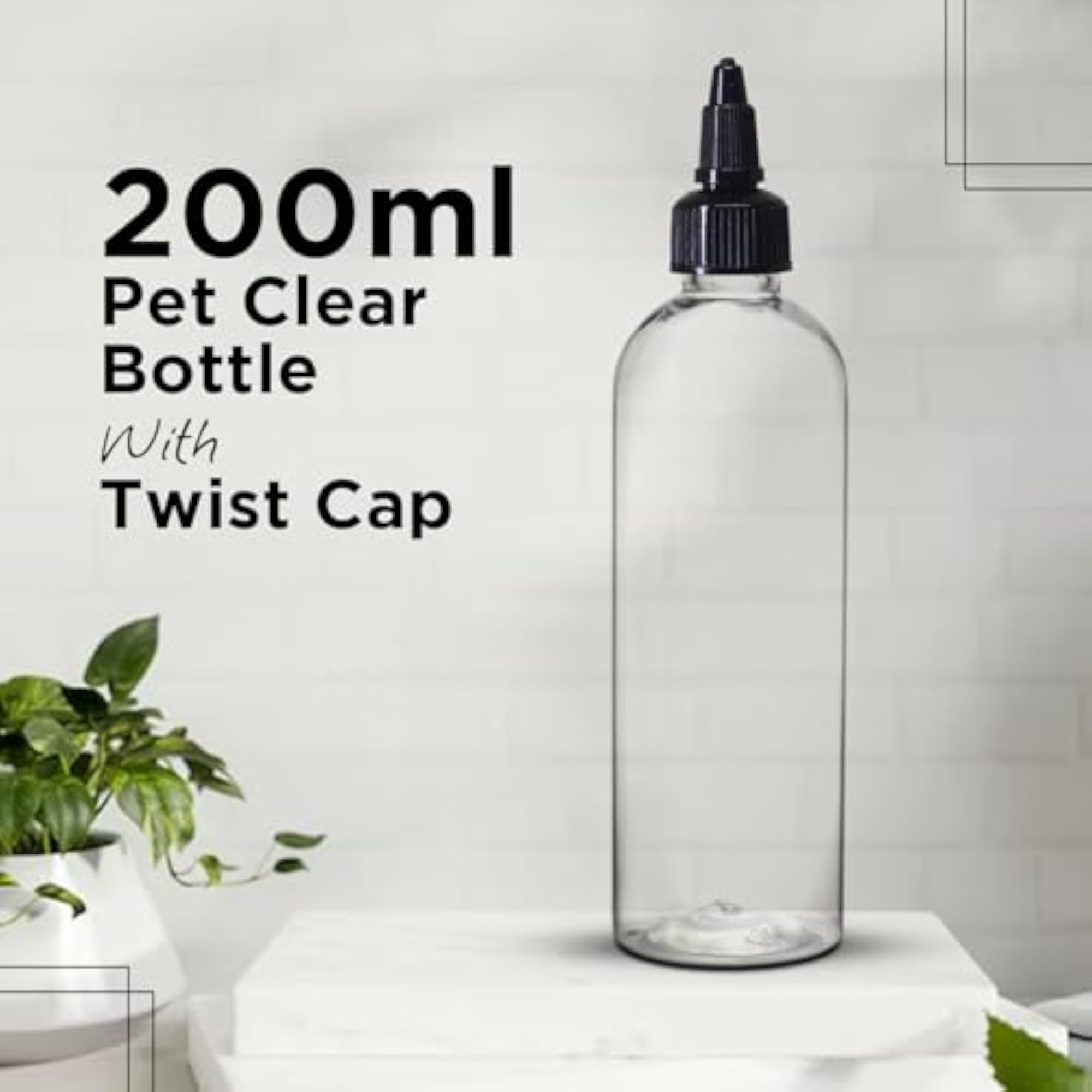 200ml Black Twist Top Applicator Bottle