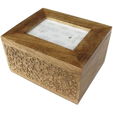 Purity Style Large Wooden Memory Keepsake Box with built-in photoframe Cover