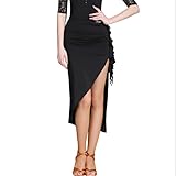 Yhsgscr Tanzbekleidung Für Erwachsene Im Lateinamerikanischen Stil Ballroom Tanzkleidung in Schmaler Passform Tango Und Cha Cha Tanzrock Für Damen Mit Hohem Schlitz,Schwarz,XXL