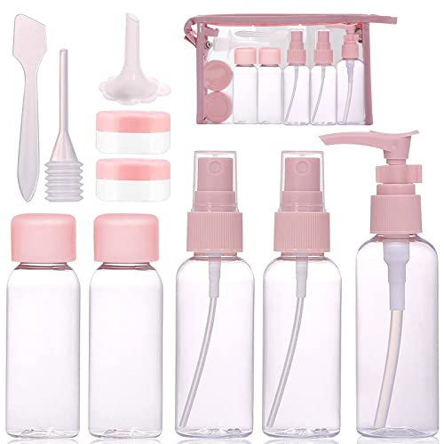 Botellas de Viaje, 10 Piezas Botes Viaje Silicona Rellenables con Bolsa Transparente, Kit Viaje Avion Botes Vacios a Prueba de Fugas FDA Certified BPA Free para Champús, Loción y Artículos de Tocador
