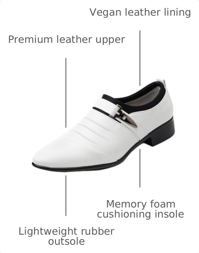 Image of Men's Strap Buckle Slip-on Dress Loafers Shoes Formal Tuxedo Leather Shoes for Male Business Work Office