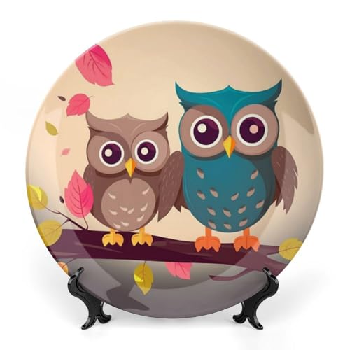Plato decorativo Cute Owls de porcelana fina 6 pulgadas miniatura 1