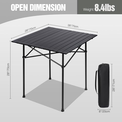 REDCAMP Mesa de Camping Plegable, Negra, Cuadrada 28x28 Pulgadas miniatura 2