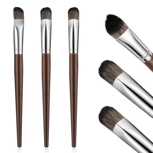 Image of 3Pcs Under Eye Concealer Brush Set - Triangle Eyeshadow Brush Nose Contour Brush Flat Makeup Brushes for Under Eye Dark Circles, Blemishes, Highlight Nose Contouring