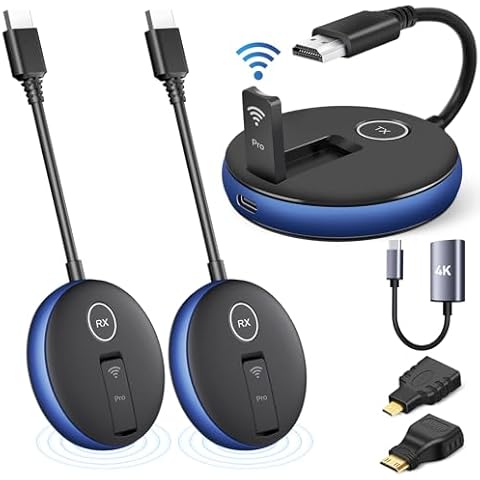 Wireless HDMI PRO- One Transmitter and Two Receiver, Wirelessly Multi-TV Extender Kit, Heat-Control, Plug and Play, 165FT/50M 2.4G/5.8G @60Hz, Stream Video/PPT from Laptop/PC to Multiple HDTV/Monito Cover