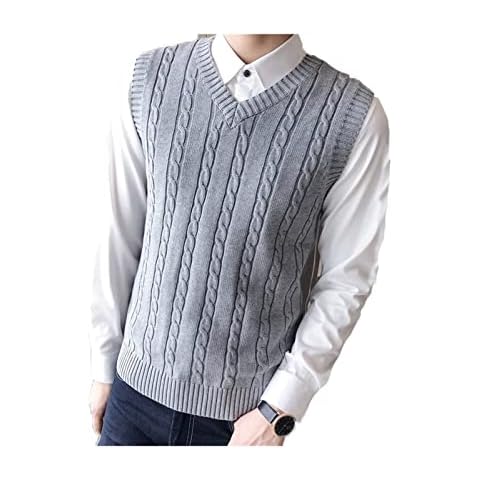 ZGDDPZA Men's Vest, Autumn & Winter Waistcoat Knitted Sweater Casual Solid Color Slim Fit Soft Warm Sleeveless Knitwear Jumpers Gilet Cover