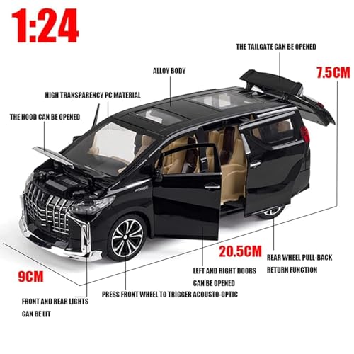 Image of Metal Pull Back Diecast Car SUV 1:24 Big Alphard Pull Back Car Model with Sound Light Boys Gifts Toys for Kids【Pack of 1】