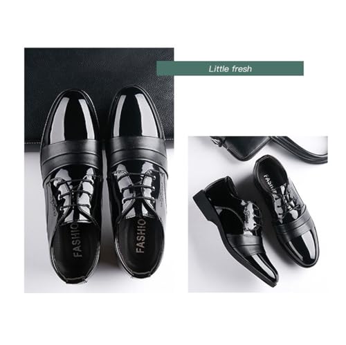Men's Dress Oxford Shoes Patchwork Patent Leather Lace-ups Classic Formal Dress Shoes for Men Business Derby Shoes4