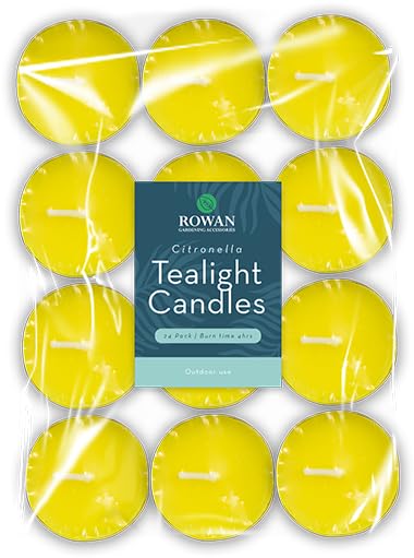 Citronella Tealight Candles Yellow 4 Hour Burn Time Outdoor Use 24 Pack