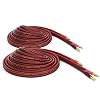 Micca 14 Gauge Pure Copper Speaker Cables, 6.6 Feet Each (2 Meters), 2 Pack Pair, Gold Plated Banana Plugs Connectors, Soldered Construction, Slim Design, 245 Strands, for Stereo or Home Theater
