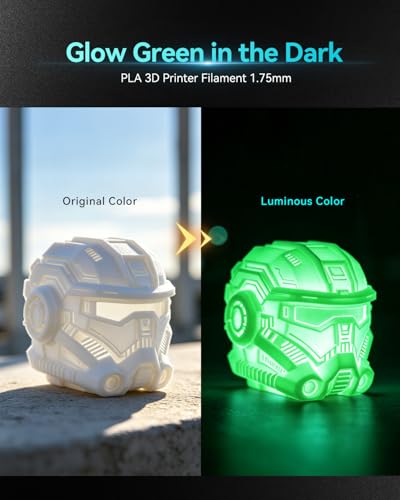 Image of SUNLU Glow in the Dark PLA Filament 1.75mm, Luminous PLA 3D Printer Filament, Long-Lasting Brightness & High Toughness, 1kg Spool (2.2lbs), Fits Most FDM Printers, Green PLA, Glow Green