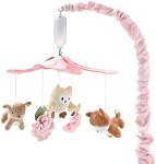 The Peanutshell Crib Mobile pour les filles - Crèche musicale rose et blanc avec 12 Lullabies, Décoration de la petite chambre de bébé forestière